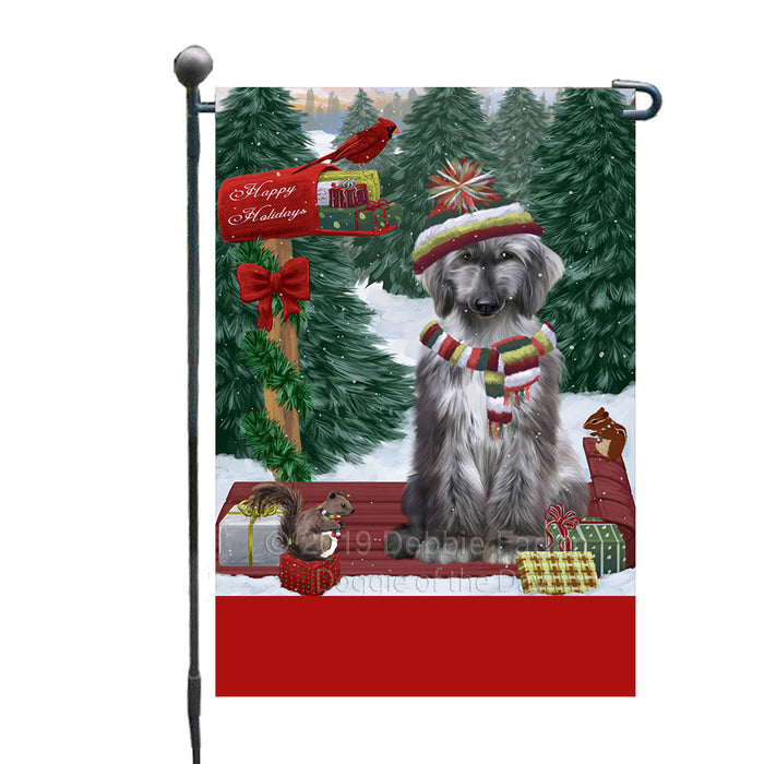 Personalized Merry Christmas Woodland Sled  Afghan Hound Dog Custom Garden Flags GFLG-DOTD-A61456