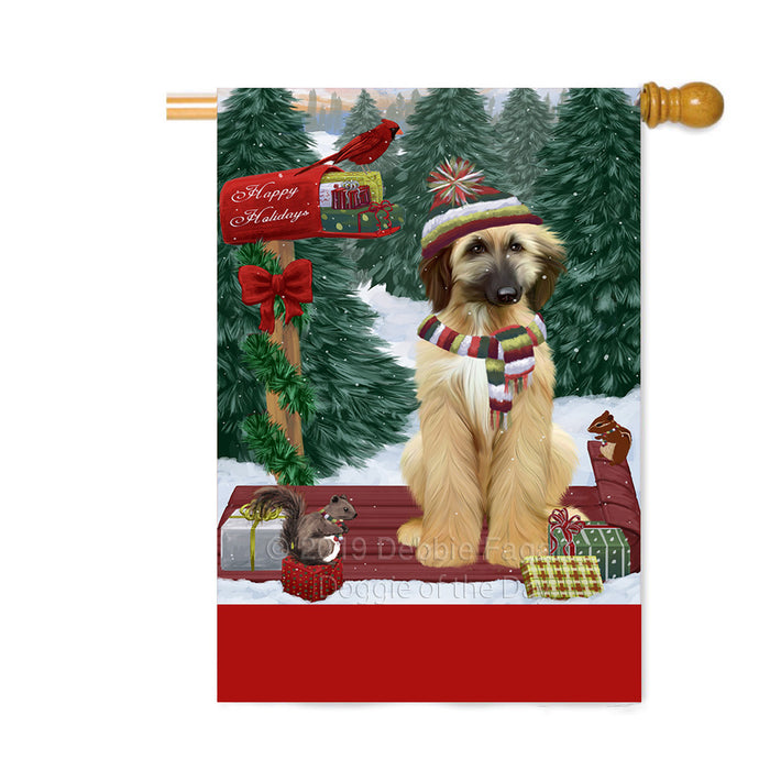 Personalized Merry Christmas Woodland Sled Afghan Hound Dog Custom House Flag FLG-DOTD-A61513