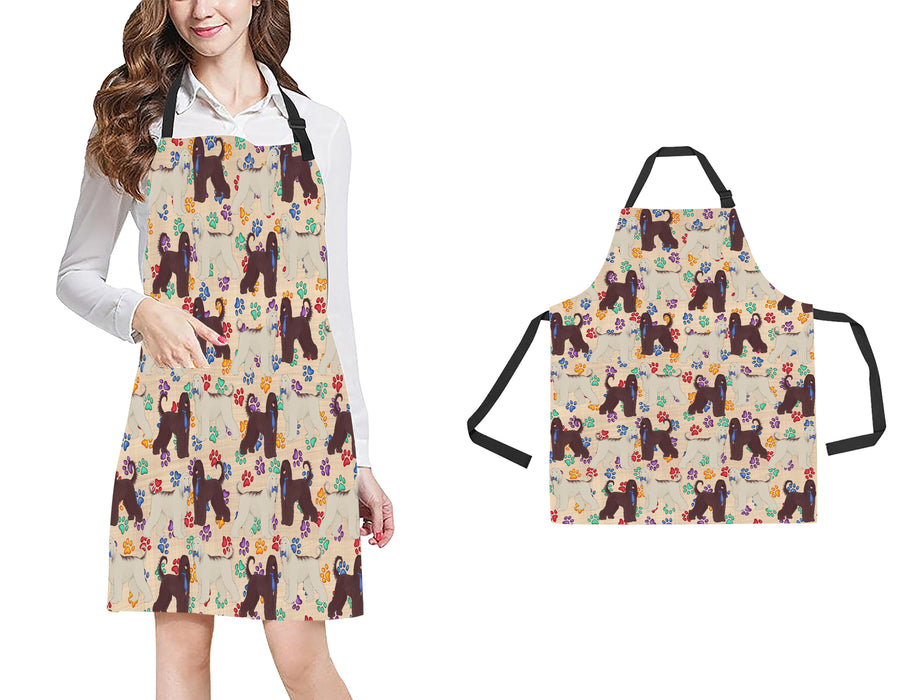 Rainbow Paw Print Afghan Hound Dogs Blue All Over Print Adjustable Apron