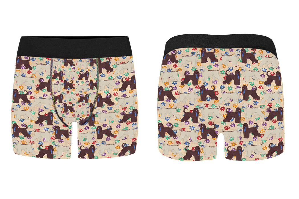 Rainbow Paw Print Afghan Hound Dogs Blue Men's Classic Boxer Briefs
