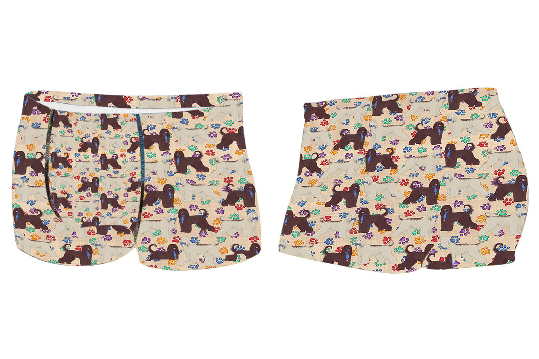 Rainbow Paw Print Afghan Hound Dogs BlueMen's All Over Print Boxer Briefs