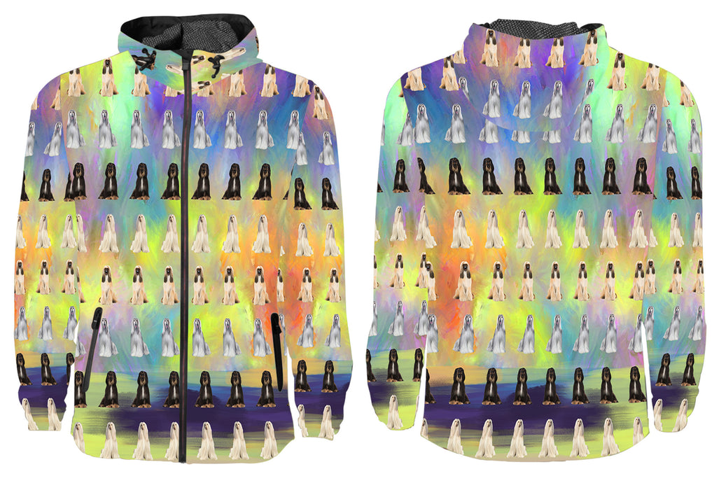 Paradise Wave Afghan Hound Dogs All Over Print Windbreaker for Men