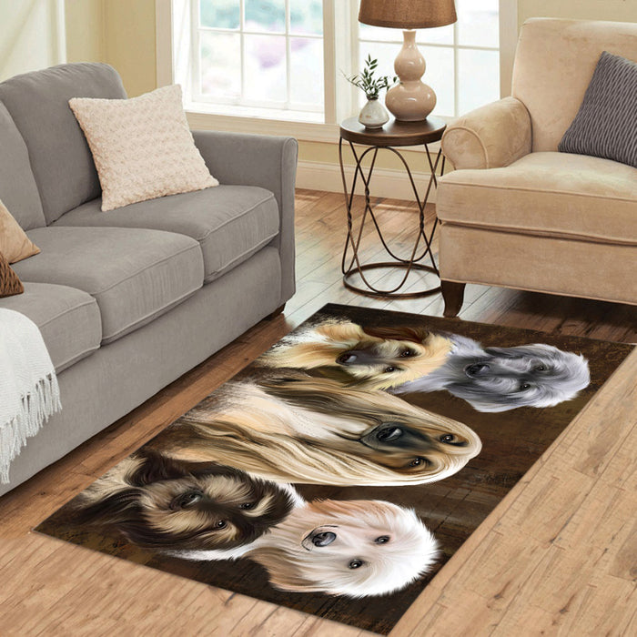 Rustic Afghan Hound Dogs Area Rug