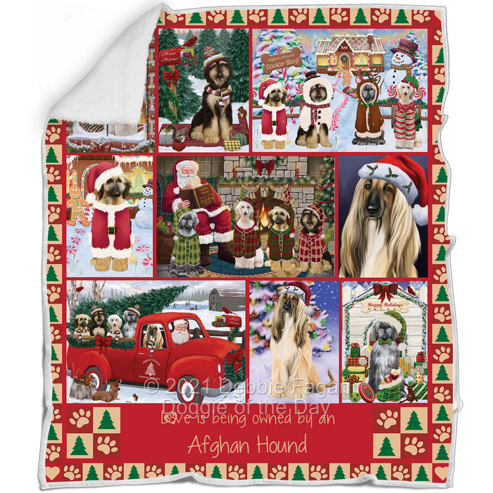 Love is Being Owned Christmas Afghan Hound Dogs Blanket BLNKT143428