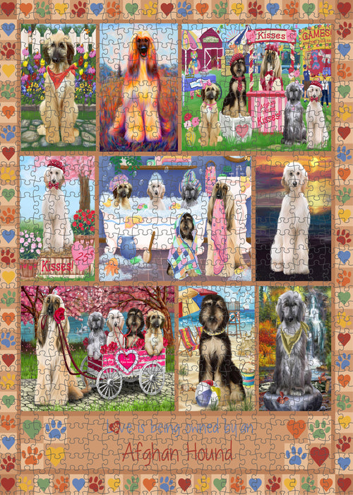 Love is Being Owned Afghan Hound Dog Beige Puzzle with Photo Tin PUZL98140