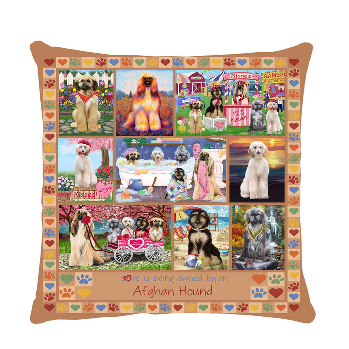 Love is Being Owned Afghan Hound Dog Beige Pillow PIL84524