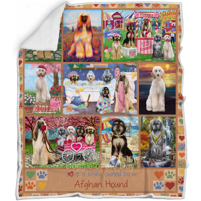 Love is Being Owned Afghan Hound Dog Beige Blanket BLNKT136776