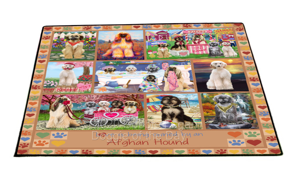 Love is Being Owned Afghan Hound Dog Beige Floormat FLMS54994