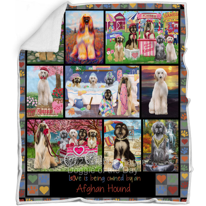 Love is Being Owned Afghan Hound Dog Grey Blanket BLNKT136785