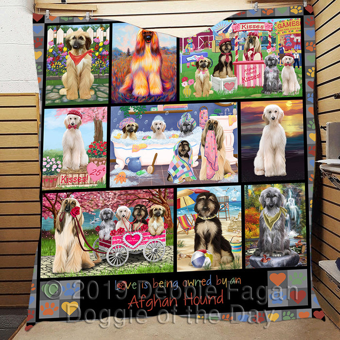 Love is Being Owned Afghan Hound Dog Grey Quilt