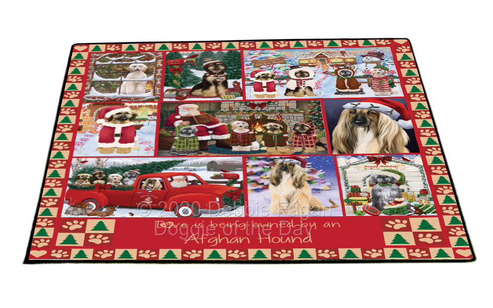 Love is Being Owned Christmas Afghan Hound Dogs Floormat FLMS54733