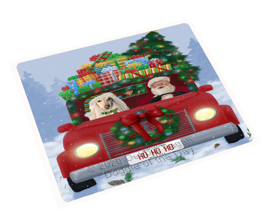 Christmas Honk Honk Red Truck Here Comes with Santa and Afghan Hound Dog Cutting Board - Easy Grip Non-Slip Dishwasher Safe Chopping Board Vegetables C77935