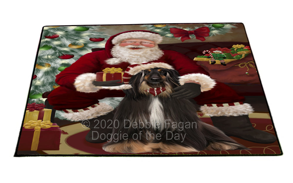 Santa's Christmas Surprise Afghan Hound Dog Indoor/Outdoor Welcome Floormat - Premium Quality Washable Anti-Slip Doormat Rug FLMS57346