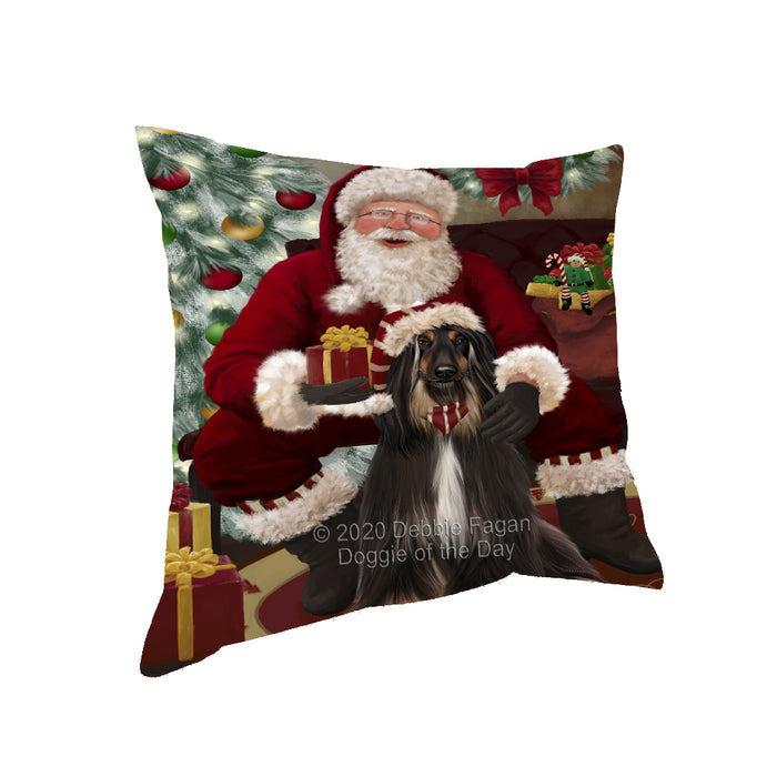 Santa's Christmas Surprise Afghan Hound Dog Pillow PIL87048