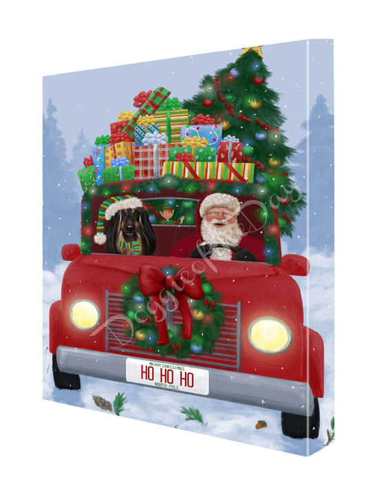Christmas Honk Honk Here Comes Santa with Afghan Hound Dog Canvas Print Wall Art Décor CVS146501