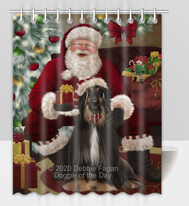 Santa's Christmas Surprise Afghan Hound Dog Shower Curtain Bathroom Accessories Decor Bath Tub Screens SC201