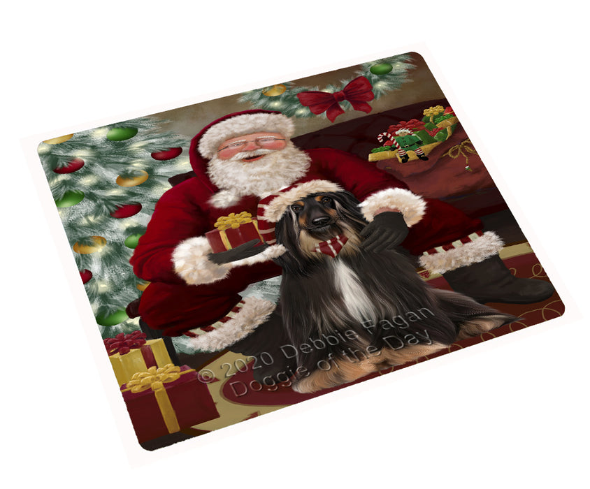Santa's Christmas Surprise Afghan Hound Dog Cutting Board - Easy Grip Non-Slip Dishwasher Safe Chopping Board Vegetables C78526