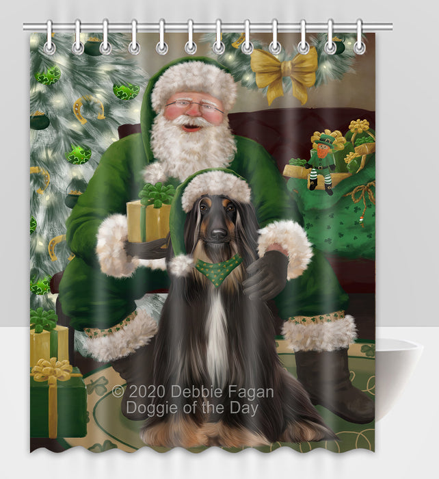 Christmas Irish Santa with Gift and Afghan Hound Dog Shower Curtain Bathroom Accessories Decor Bath Tub Screens SC103