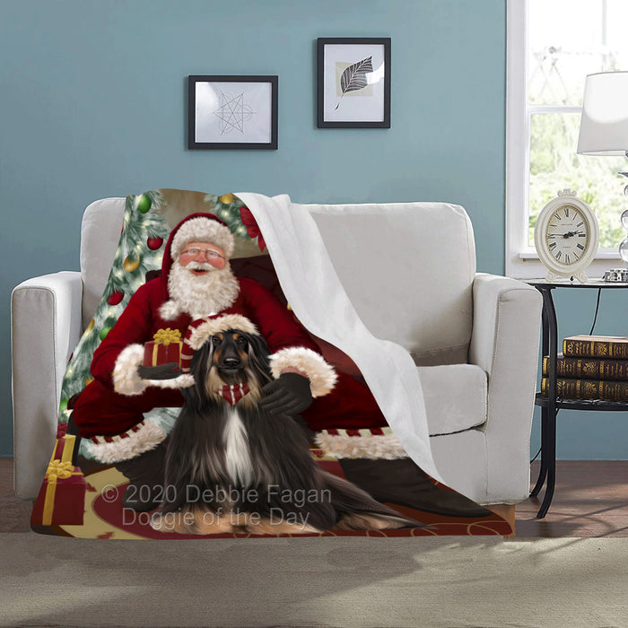 Santa's Christmas Surprise Afghan Hound Dog Blanket BLNKT142043