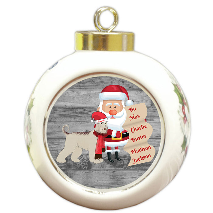 Custom Personalized Santa with Afghan Hound Dog Christmas Round Ball Ornament