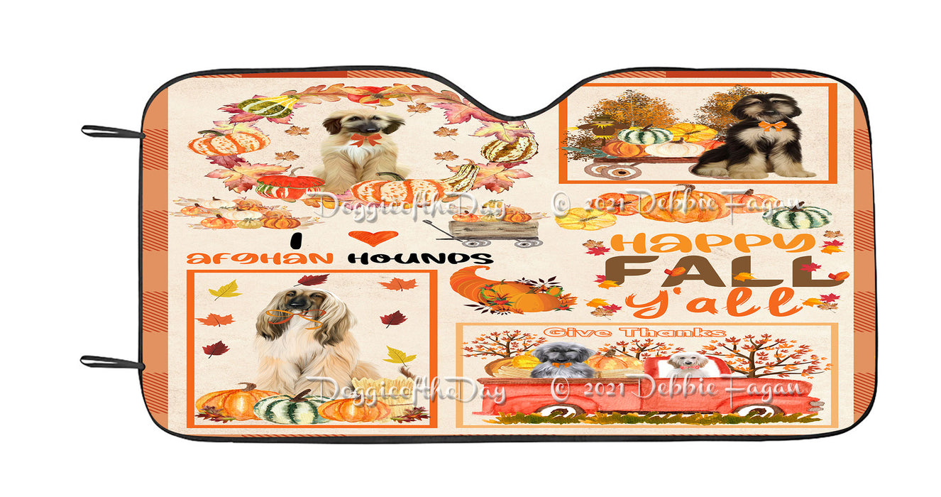 Happy Fall Y'all Pumpkin Afghan Hound Dogs Car Sun Shade Cover Curtain