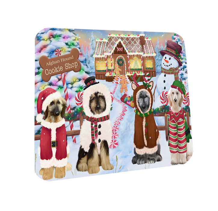 Holiday Gingerbread Cookie Shop Afghan Hounds Dog Coasters Set of 4 CST56048