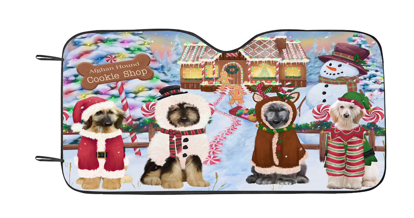 Holiday Gingerbread Cookie Afghan Hound Dogs Car Sun Shade