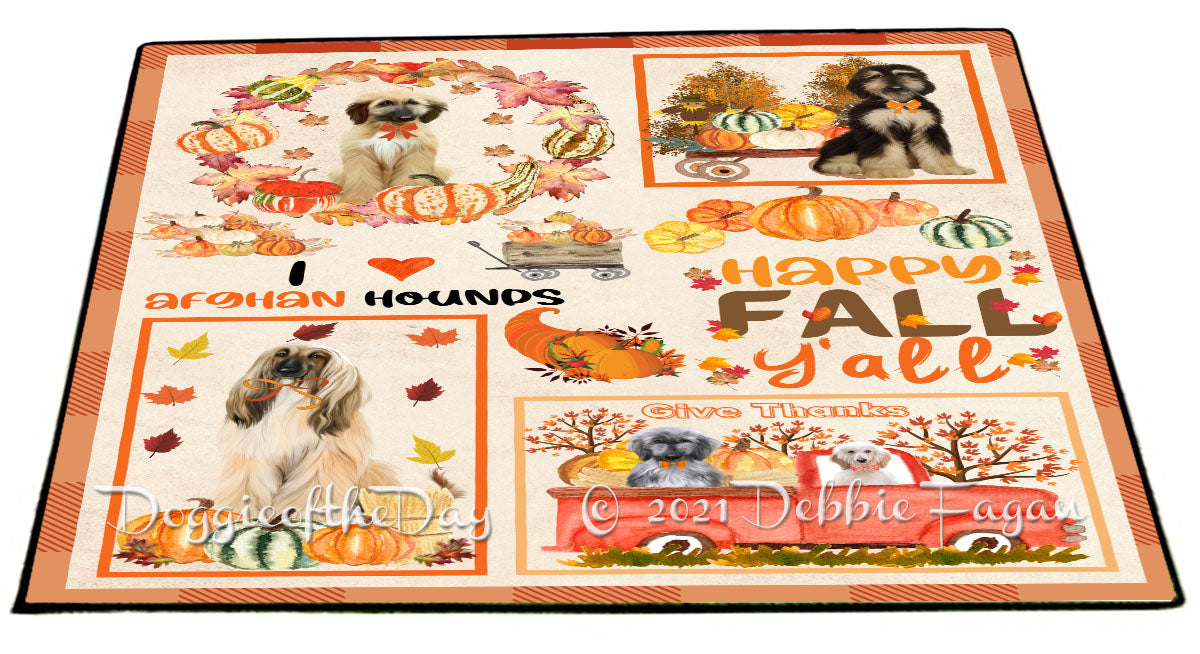 Happy Fall Y'all Pumpkin Afghan Hound Dogs Indoor/Outdoor Welcome Floormat - Premium Quality Washable Anti-Slip Doormat Rug FLMS58495