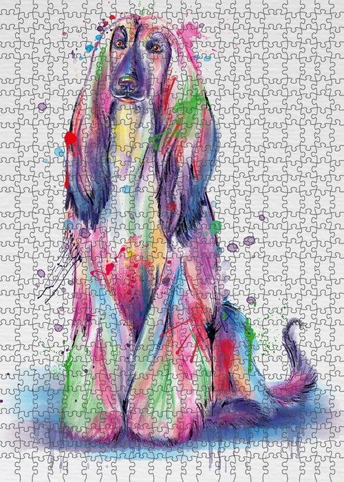 Watercolor Afghan Hound Dog Puzzle with Photo Tin PUZL97068