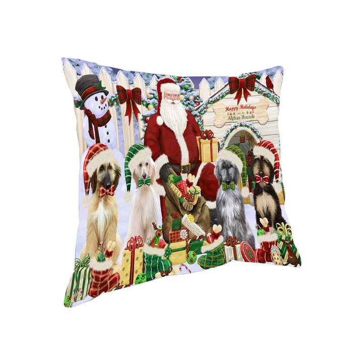 Christmas Dog House Afghan Hounds Dog Pillow PIL66524