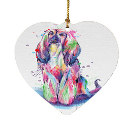 Watercolor Afghan Hound Dog Heart Christmas Ornament HPOR57360
