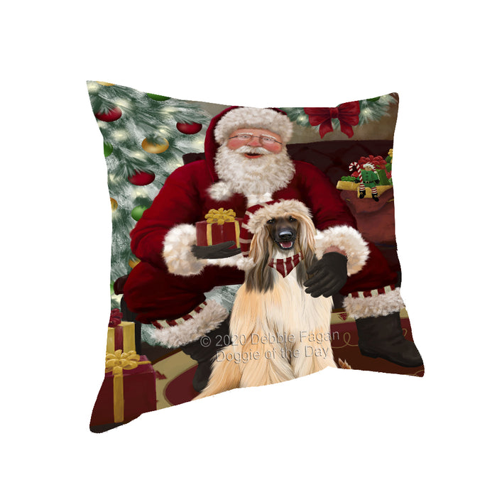 Santa's Christmas Surprise Afghan Hound Dog Pillow PIL87040