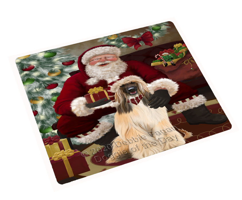 Santa's Christmas Surprise Afghan Hound Dog Cutting Board - Easy Grip Non-Slip Dishwasher Safe Chopping Board Vegetables C78520