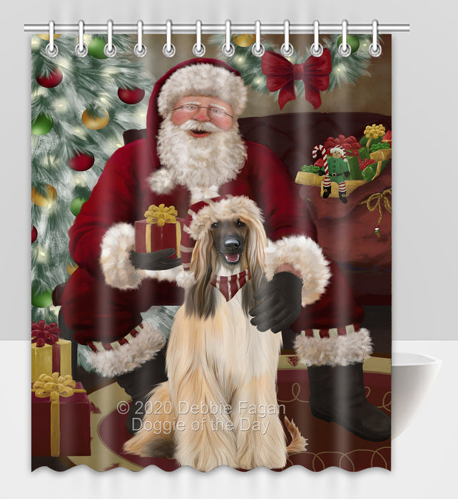 Santa's Christmas Surprise Afghan Hound Dog Shower Curtain Bathroom Accessories Decor Bath Tub Screens SC199