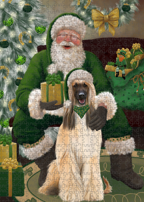 Christmas Irish Santa with Gift and Afghan Hound Dog Puzzle with Photo Tin PUZL100264