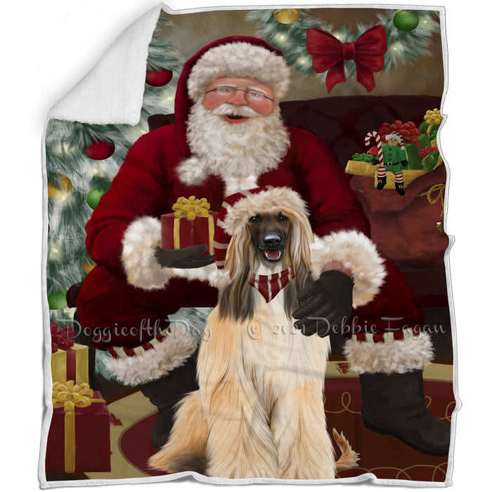 Santa's Christmas Surprise Afghan Hound Dog Blanket BLNKT142033