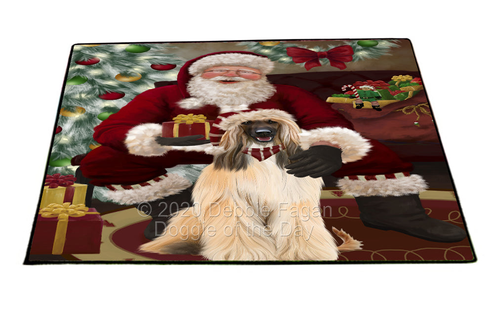 Santa's Christmas Surprise Afghan Hound Dog Indoor/Outdoor Welcome Floormat - Premium Quality Washable Anti-Slip Doormat Rug FLMS57340