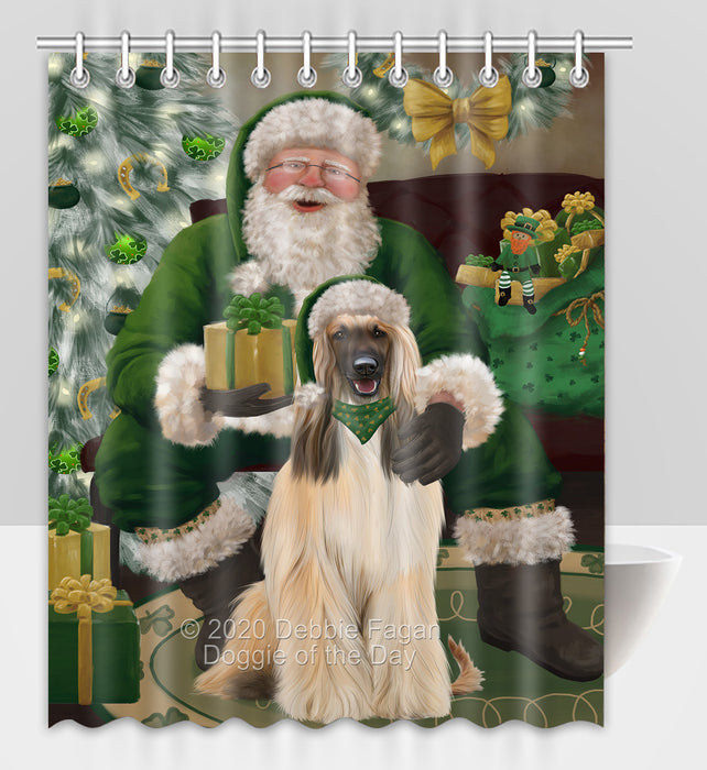 Christmas Irish Santa with Gift and Afghan Hound Dog Shower Curtain Bathroom Accessories Decor Bath Tub Screens SC101