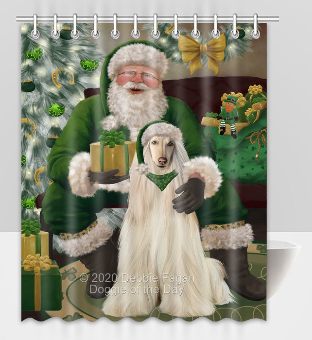 Christmas Irish Santa with Gift and Afghan Hound Dog Shower Curtain Bathroom Accessories Decor Bath Tub Screens SC102