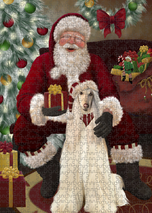 Santa's Christmas Surprise Afghan Hound Dog Puzzle with Photo Tin PUZL100660