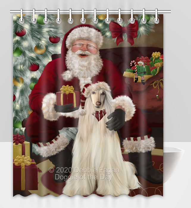 Santa's Christmas Surprise Afghan Hound Dog Shower Curtain Bathroom Accessories Decor Bath Tub Screens SC200