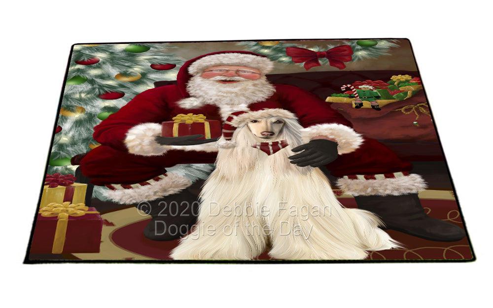 Santa's Christmas Surprise Afghan Hound Dog Indoor/Outdoor Welcome Floormat - Premium Quality Washable Anti-Slip Doormat Rug FLMS57343