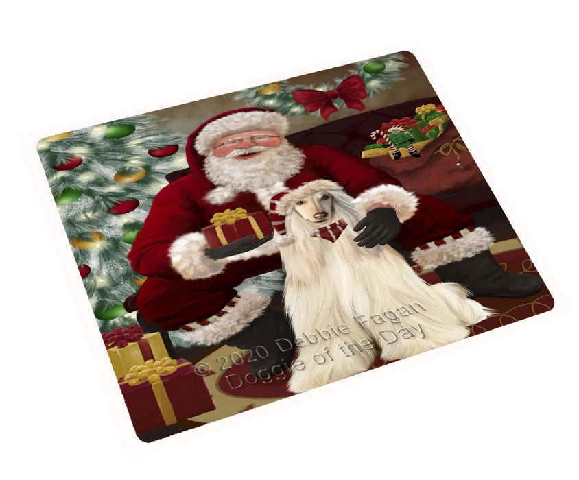 Santa's Christmas Surprise Afghan Hound Dog Cutting Board - Easy Grip Non-Slip Dishwasher Safe Chopping Board Vegetables C78523
