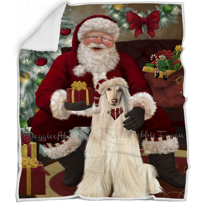 Santa's Christmas Surprise Afghan Hound Dog Blanket BLNKT142038