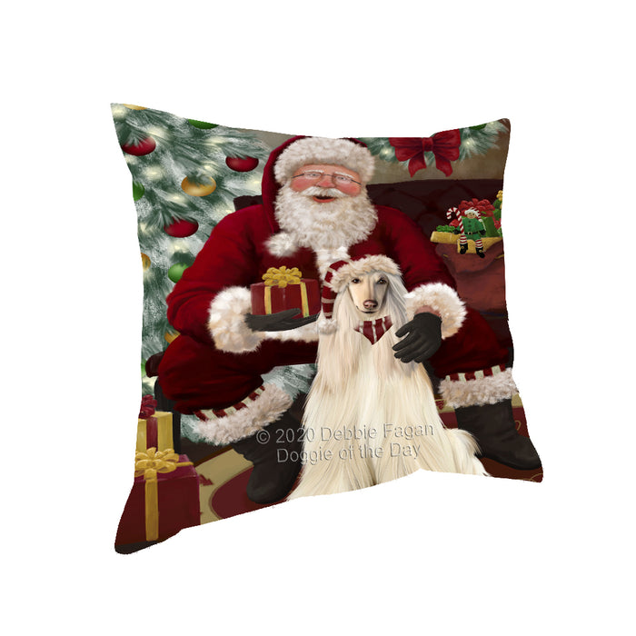 Santa's Christmas Surprise Afghan Hound Dog Pillow PIL87044