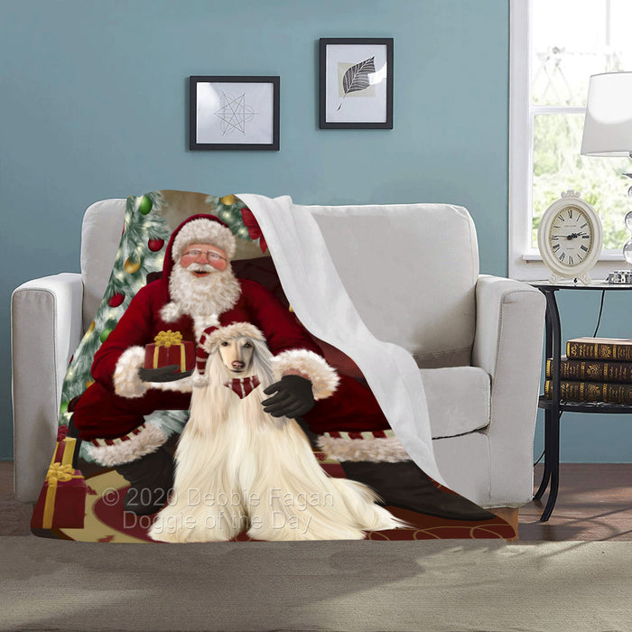 Santa's Christmas Surprise Afghan Hound Dog Blanket BLNKT142038
