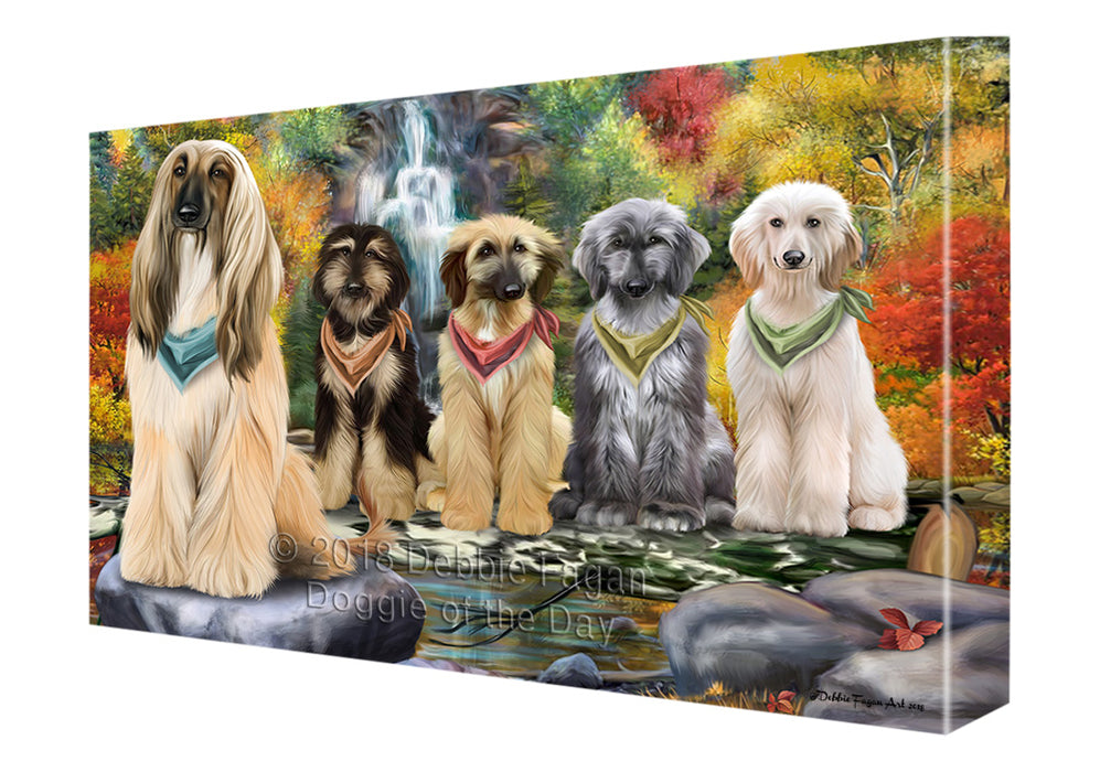 Scenic Waterfall Afghan Hounds Dog Canvas Wall Art CVS62611