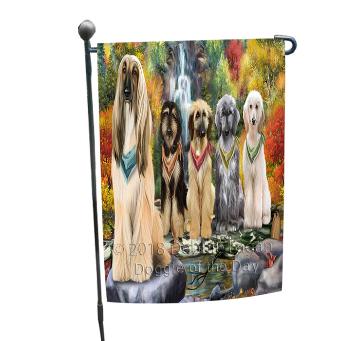 Scenic Waterfall Afghan Hounds Dog Garden Flag GFLG49481