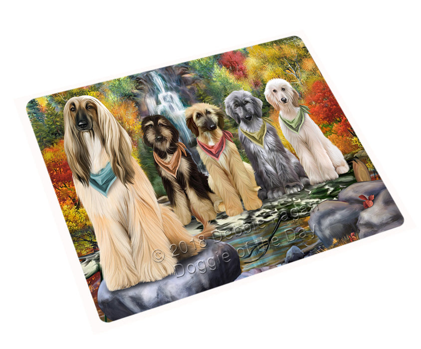 Scenic Waterfall Afghan Hounds Dog Large Refrigerator / Dishwasher Magnet RMAG57648