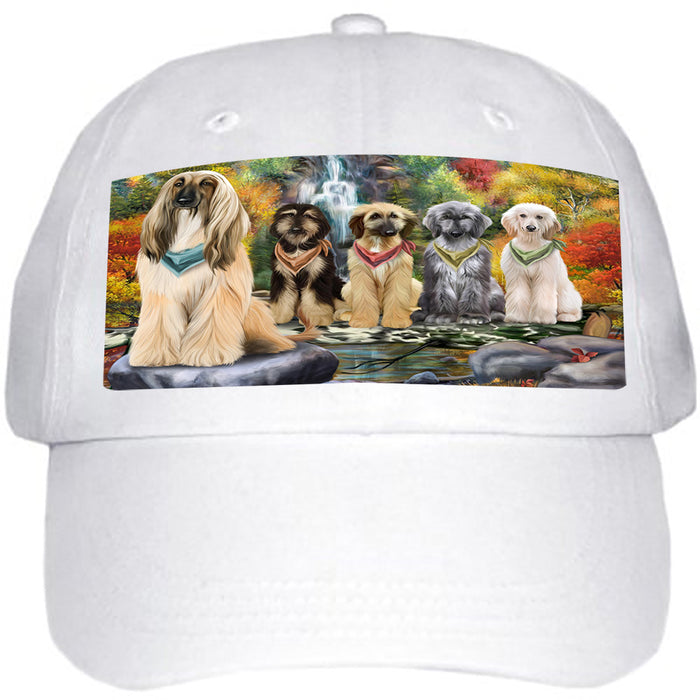 Scenic Waterfall Afghan Hounds Dog Ball Hat Cap HAT52689